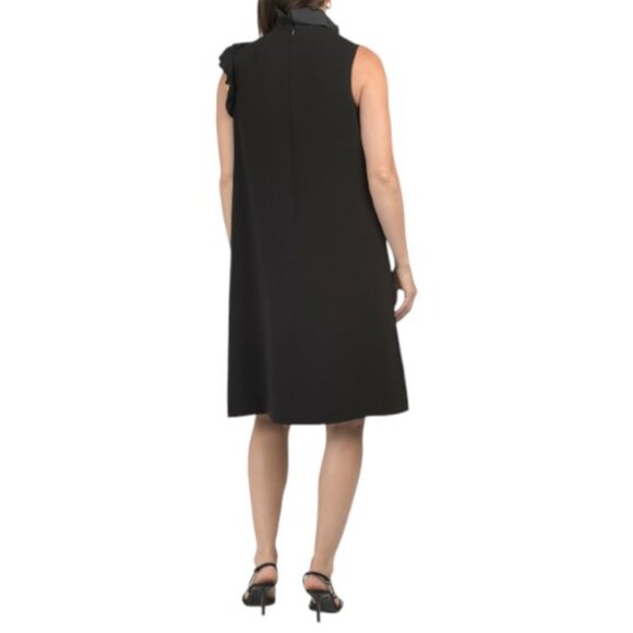 TERI JON Sleeveless Crepe Midi Dress With Lace And Trim - Picture 2 of 3